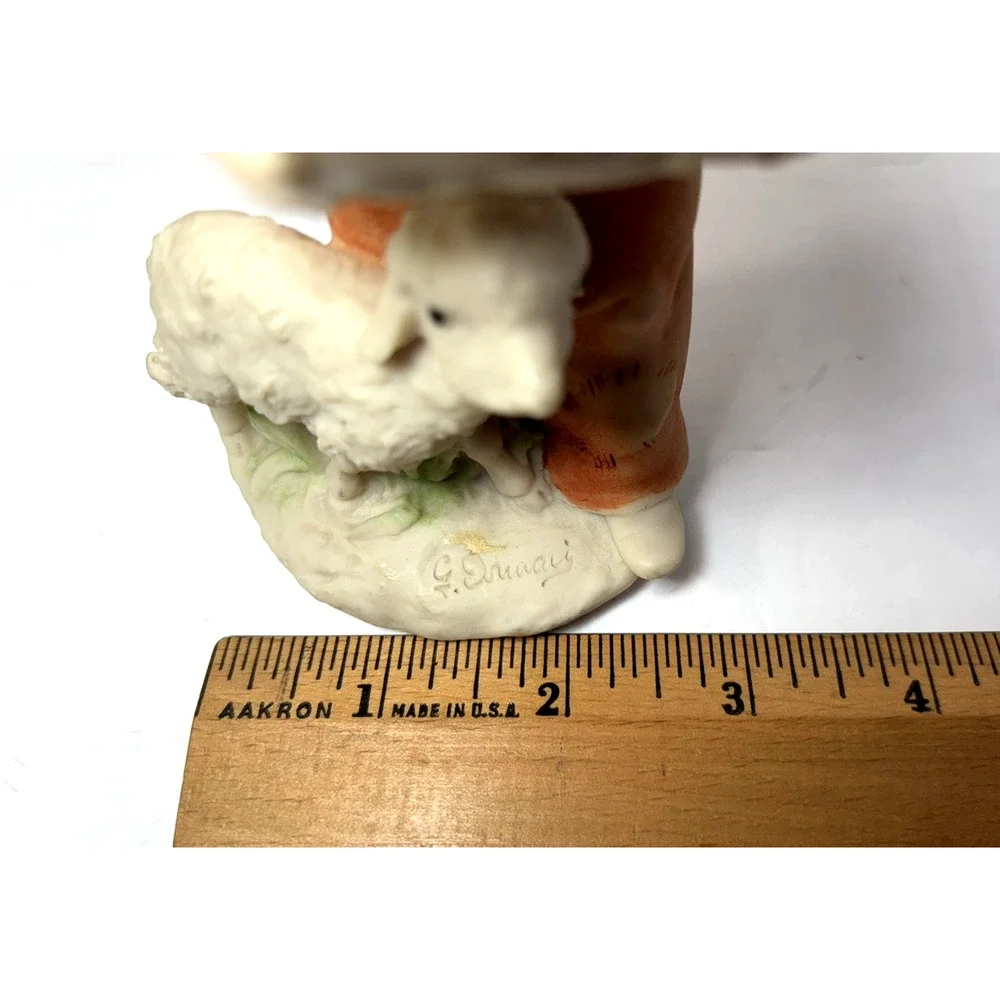 Giuseppe Armani Signed Boy Figurine Sheep Florence Italy Resin 6.5
